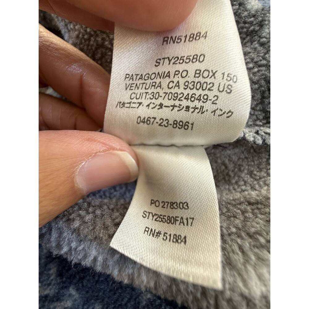 Patagonia Synchilla Snap T Fleece Men Sz S Bold Blue Grey Aztec Tribal Print EUC - Picture 6 of 12